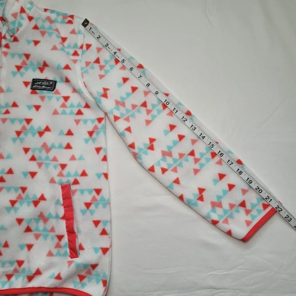 Eddie Bauer Youth Quest Fleece 1/4-Zip Pullover Triangle Print Large Aztec - Picture 9 of 12